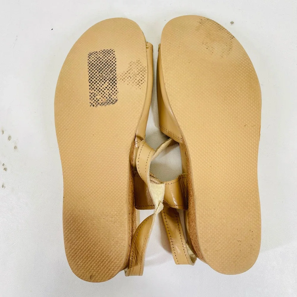 Worishofer Tan Leather Cork Wedge Buckle Sandals Made in West Germany Men 40